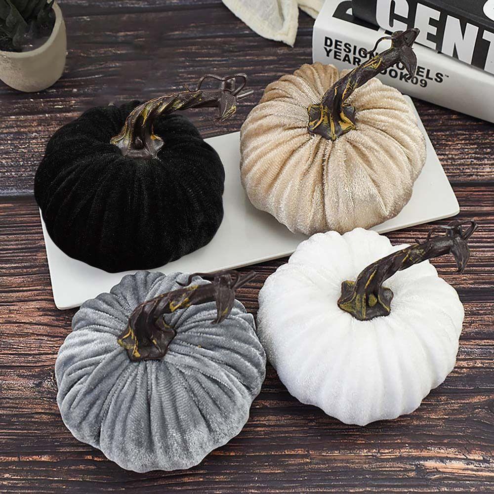 Quả Bí Ngô Giả Bằng Xốp Phối Nhung Thủ Công Trang Trí Nhà Cửa Dịp Halloween