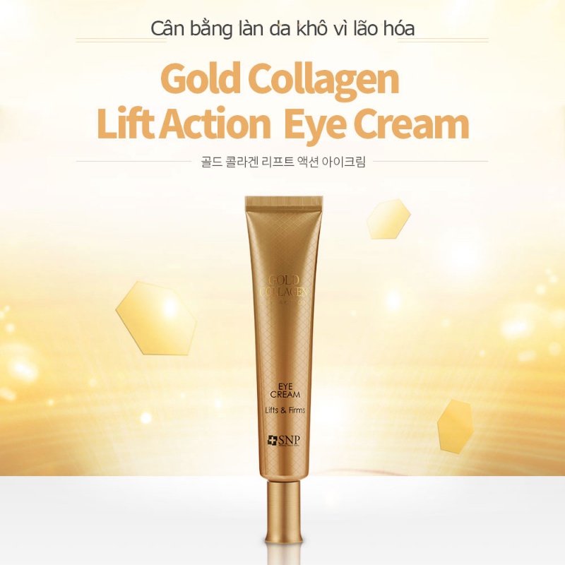 Kem Mắt Nâng Cơ SNP Gold Collagen Lift Action Eyecream Tăng Độ Đàn Hồi Xoá Nhăn Chống Lão Hoá Vùng Mắt 30ml