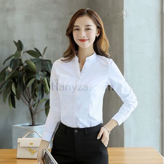 Áo Sơ Mi Nữ Trơn Cổ Đứng H-1122