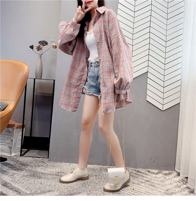 Áo khoác sơ mi ca rô dài tay thời trang dành cho nữ size s-3xl