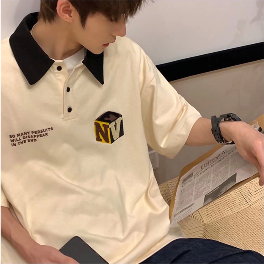 áo polo unisex thời trang áo thun nam có cổ bông tiếng Nhật áo phông nam from rộng  áo thun có cổ nữ phong cách Hàn Quốc áo thun thể thao nam