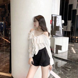 Áo 2 Dây Tay Dài Rớt Vai ( Trắng )