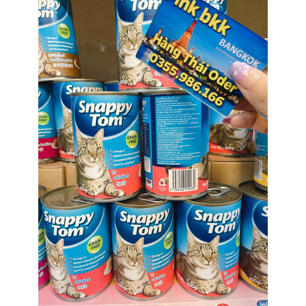 Pate Snappy Tom * NHẬP TRỰC TIẾP THÁI LAN * Thức ăn dinh dưỡng cho mèo Pate Snappy Tom lon 400g và 150g