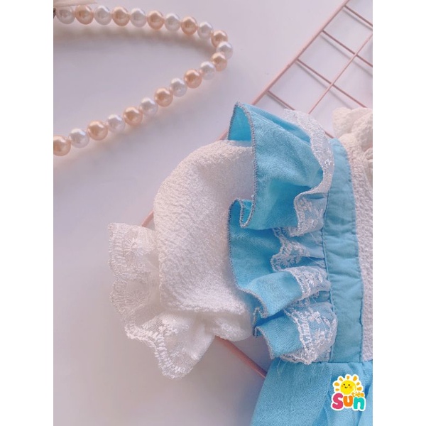 𝗧𝗮̣̆𝗻𝗴 𝘁𝘂𝗿𝗯𝗮𝗻 𝘃𝗮̀ 𝗴𝗶𝗮̀𝘆 𝘃𝗮̉𝗶 Body cho bé gái size 4-12kg  Vải thô lụa phối thô xốp mềm mát