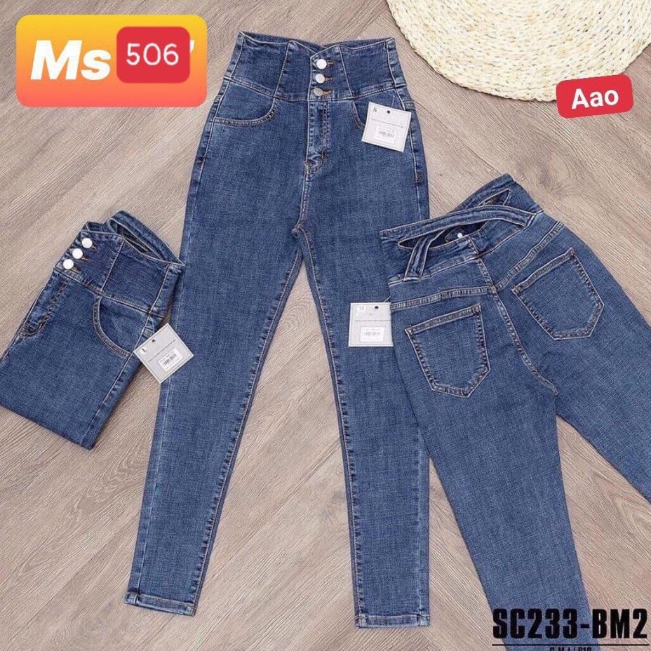 Quần jean nữ xanh trơn cao cấp - Chất liệu Denim (Hàng chuẩn form) Thời Trang Nam Nữ Gemini MS506