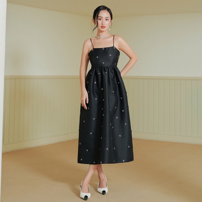 WHITELAZZ | Đầm hai dây đính đá thủ công - Nicole Shining Dress