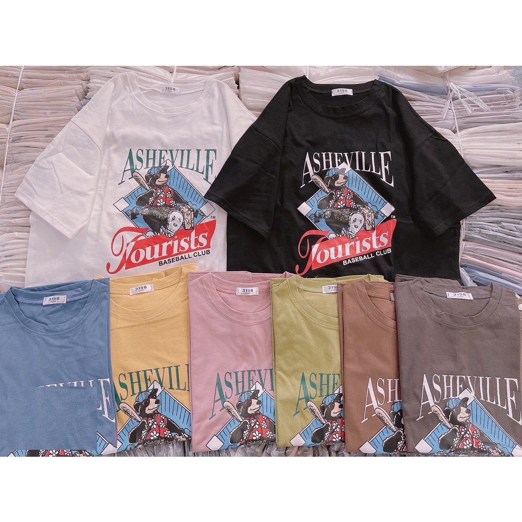 Áo Thun 3158 Asheville Gấu PEONYB Nữ [FREESHIP]  Phông ngắn tay form rộng oversize in hình vintage hàn quốc Ulzzang