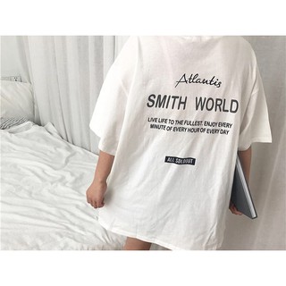 Áo thun tay lỡ -Smith -over tee - 2 màu: đen, trắng - size M L XL - Nam, nữ mặc ok