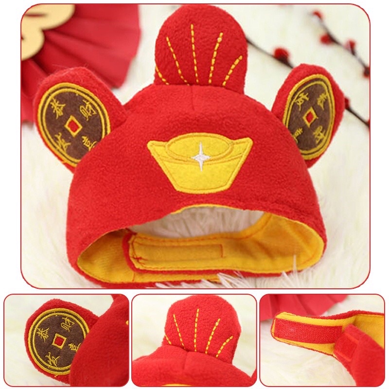 Mũ cho Chó Mèo cosplay Mèo thần tài - Nón cho thú cưng cao cấp