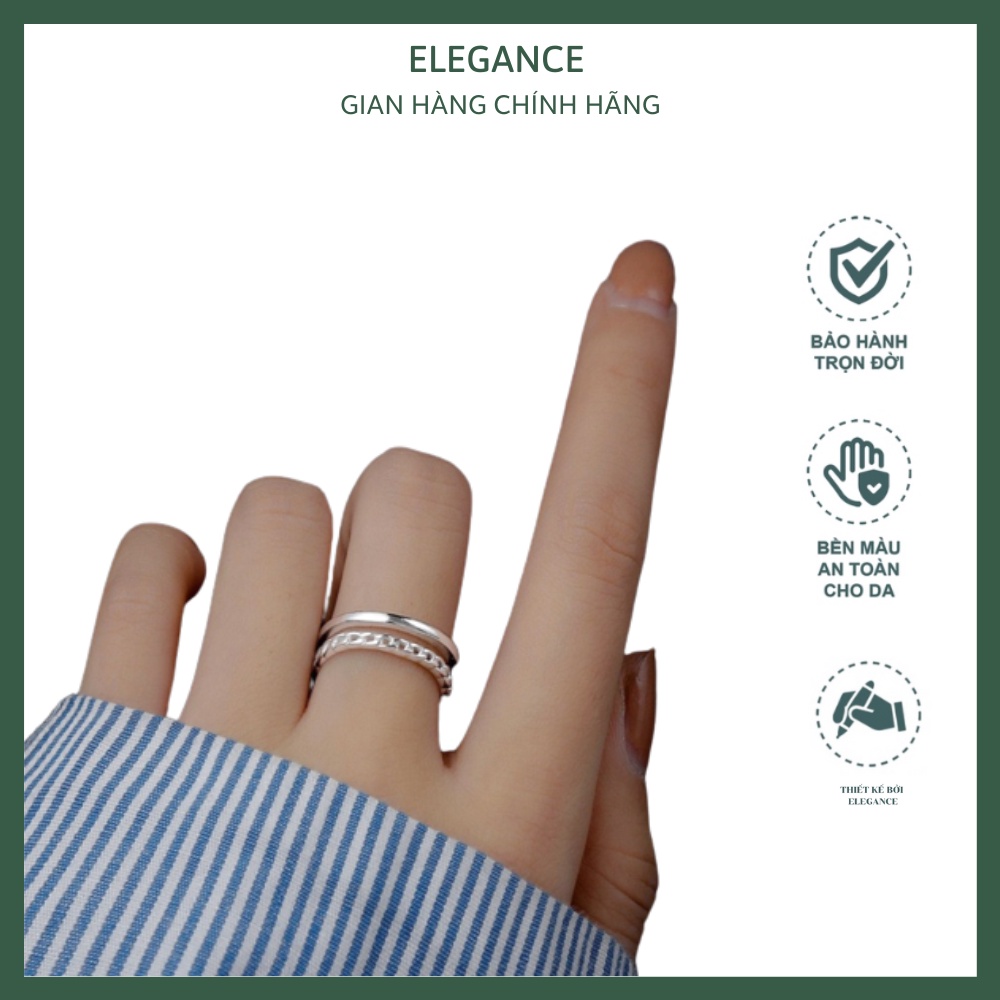 Nhẫn Bạc Nữ Đẹp Elegance Cá Tính Chất Liệu Bạc Chuẩn, Dáng Hở Có Thể Điều Chỉnh Theo Cỡ Tay PMJ0069