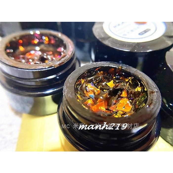 Set Nhũ Hổ phách, Khổng Tước 6 Hũ Huaxi Siêu Sáng Nail [ Tặng Bảng Màu ] manh219