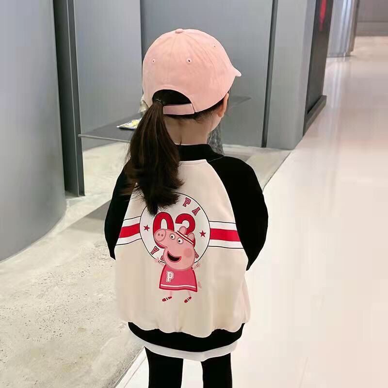 Áo khoác bóng chày mỏng in hoạt hình heo Peppa đáng yêu cho bé