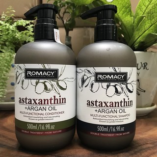 Dầu gội xả dưỡng sinh chống lão hóa Romacy Astaxanthin Argan Oil 500mlx2 { NEW 2024 }