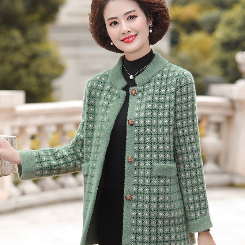 Mẹ mùa thu và đông trang phục lông chồn nhung dày khí quyển cho người trung niên già