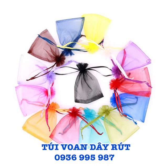 Túi vải voan dây rút đựng quà, đồ handmade, mỹ phẩm, túi thơm, trang trí nhiều màu, nhiều size