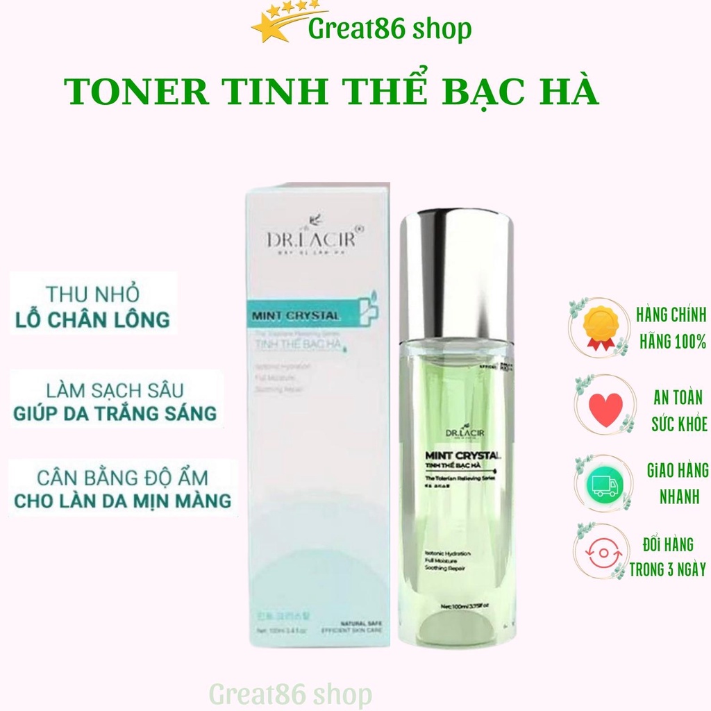 Toner great86 toner tinh thể bạc hà Dr lacir toner cấp ẩm cho da mặt nước cân bằng da thu nhỏ lỗ chân lông trắng da