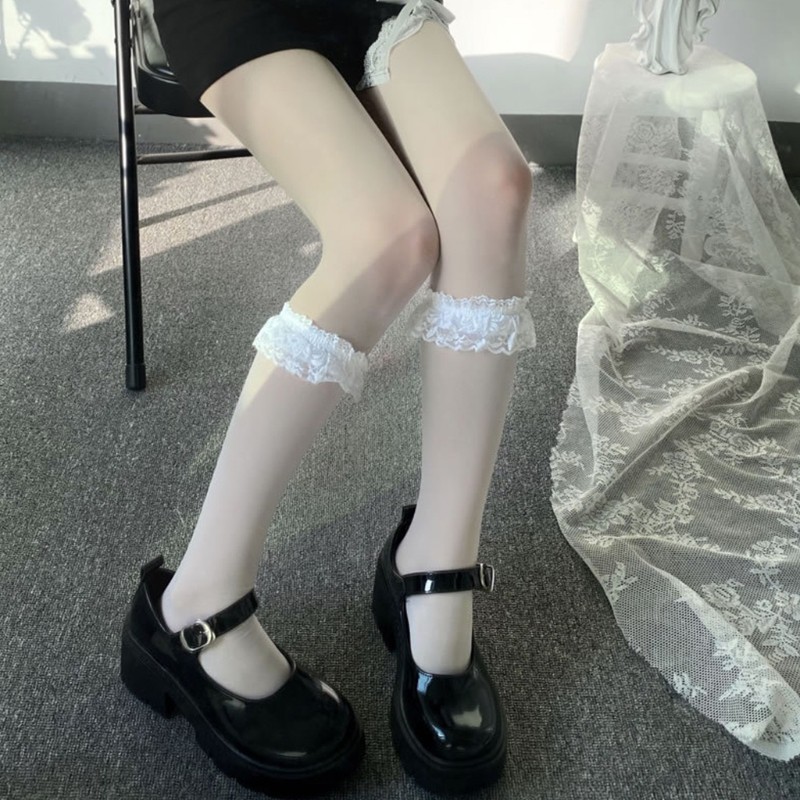 Vớ dài phối ren mượt mà phong cách Lolita quyến rũ thời trang dành cho nữ