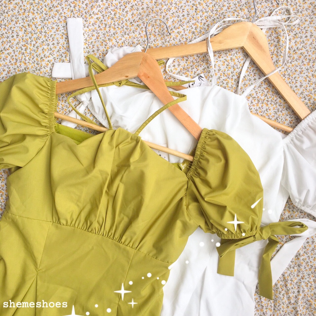 (Hàng Có Sẵn)_Green Dress_Đầm Nữ Thắt Yếm Váy Nữ Thắt Nơ Tay Hai Lớp Hang Quảng Châu Cực Đẹp (Ảnh thật ở cuối) | BigBuy360 - bigbuy360.vn