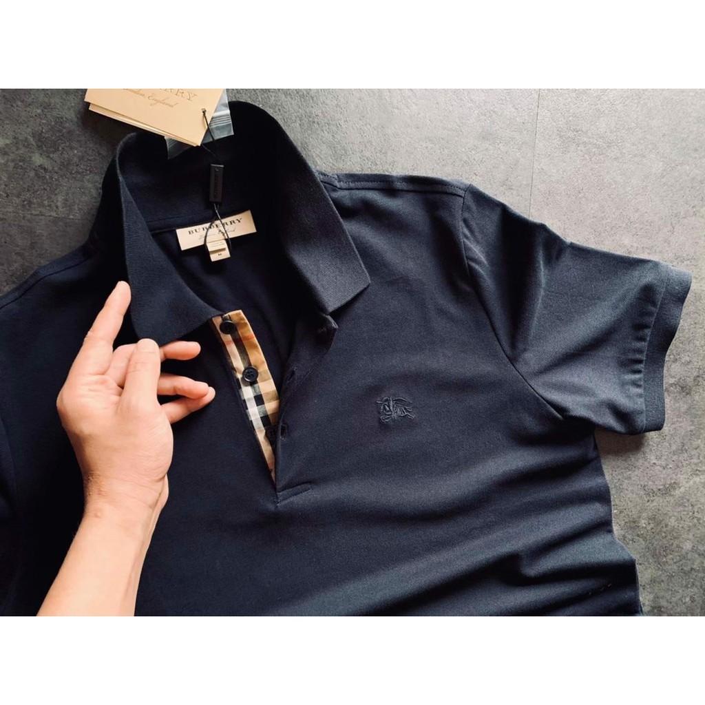 Polo nam cộc tay có cổ tem thêu trơn