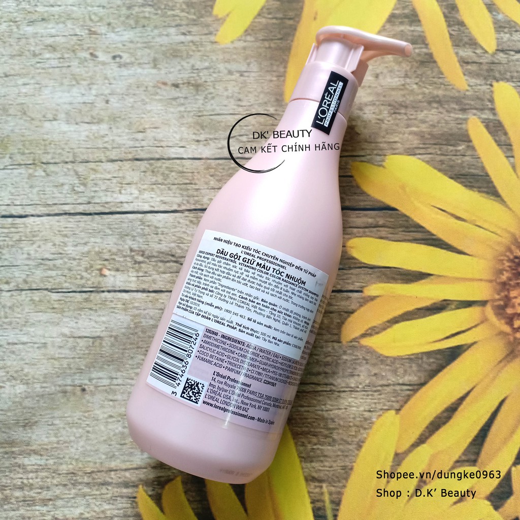 Dầu Gội Giữ Bền Màu Tóc Nhuộm Serie Expert Vitamino Resveratrol 500ML - Loreal Professionnel