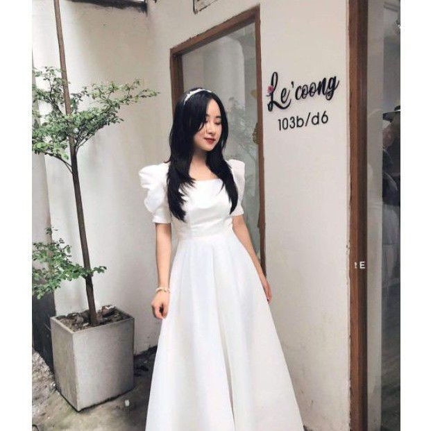 [Đầm dự tiệc] trắng xòe nơ lưng Cindy Dress váy đẹp sang trọng