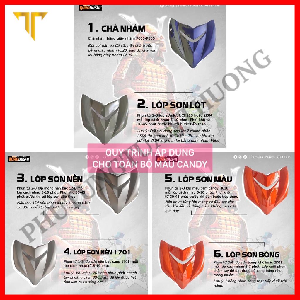 Sơn Xịt Samurai Bảng Màu Candy Xanh Đỏ Vàng Cam Sơn Xe Máy Ô tô và trang trí vật dụng nhà cửa
