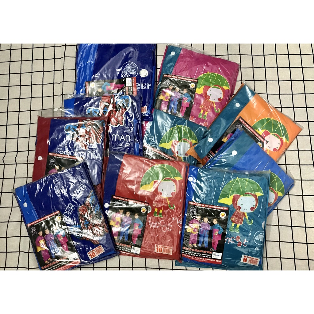 Bộ áo mưa trẻ em có lưng che cặp sách cho bé 6 - 8 -10 -12 tuổi chính hãng Sơn Thủy