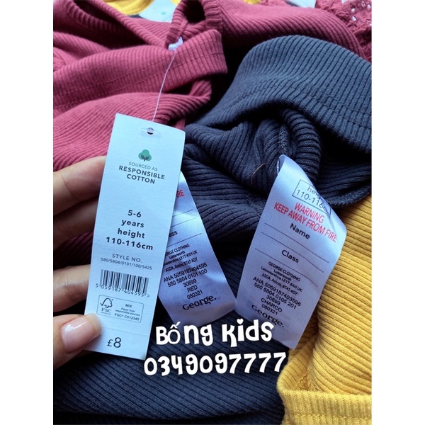 Váy Thu Bé Gái Tay Nhún Ren Grg