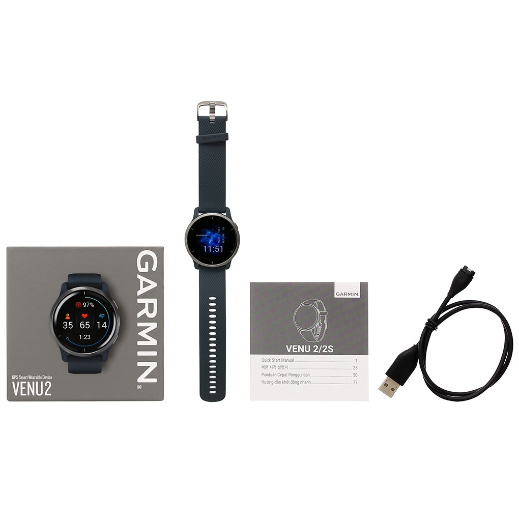 Đồng hồ thông minh Garmin Venu 2 kháng nước 5ATM theo dõi nhịp tim màn hình AMOLED - Chính hãng BH 12 tháng