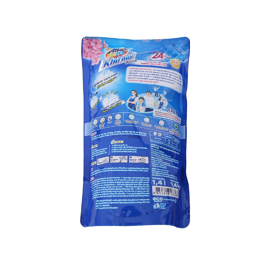 2 Nước Giặt Attack Anh Đào 1,4kg