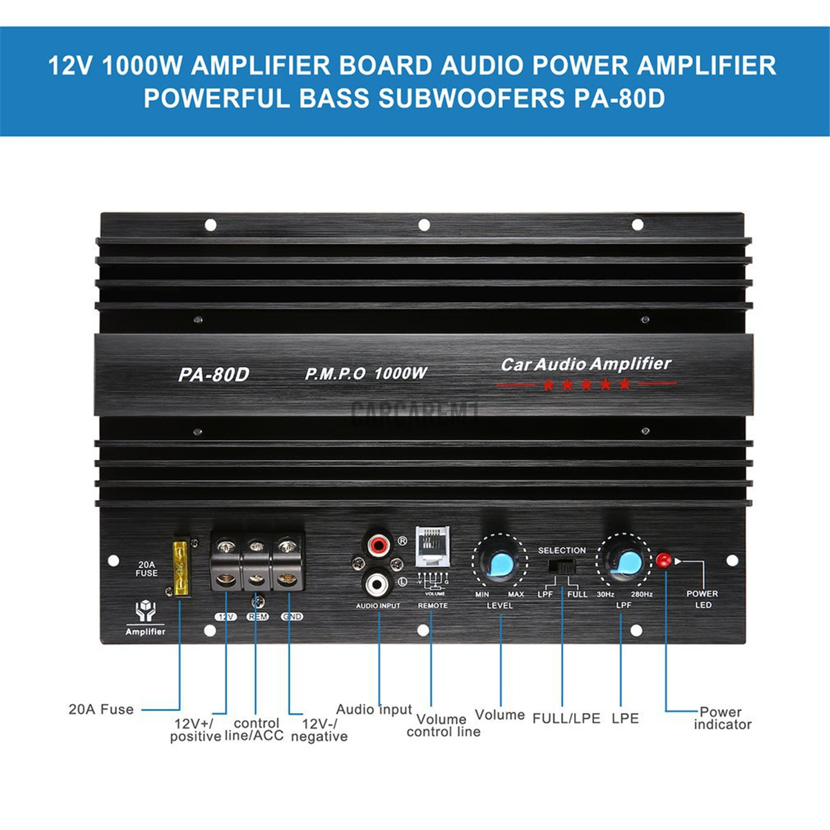 12V 1000W Car Audio High Power Amplifier Amp Board Powerful Subwoofer Bass