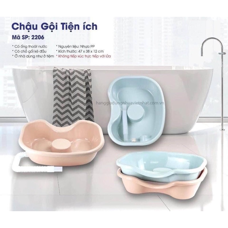 Chậu gội đầu tiện ích có ống xả Việt Nhật