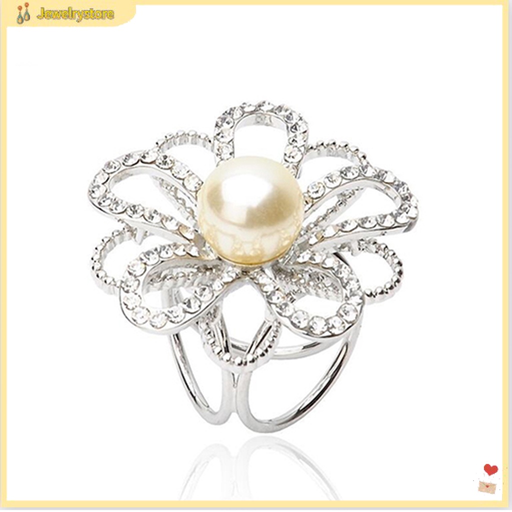 Phụ kiện giữ khăn choàng hình hoa đính rhinestone thời trang