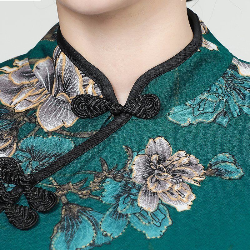 Áo sơ mi sườn xám mỏng tay dài phong cách cổ điển thời trang cao cấp cho nữ plus size XL-5XL