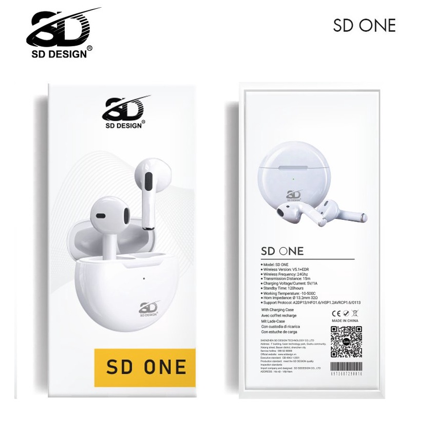 Tai Nghe Bluetooth Không Dây SD One chính hãng SD Design, chất âm hay, Dùng Cho IOS và Androi Bảo hành 12 tháng