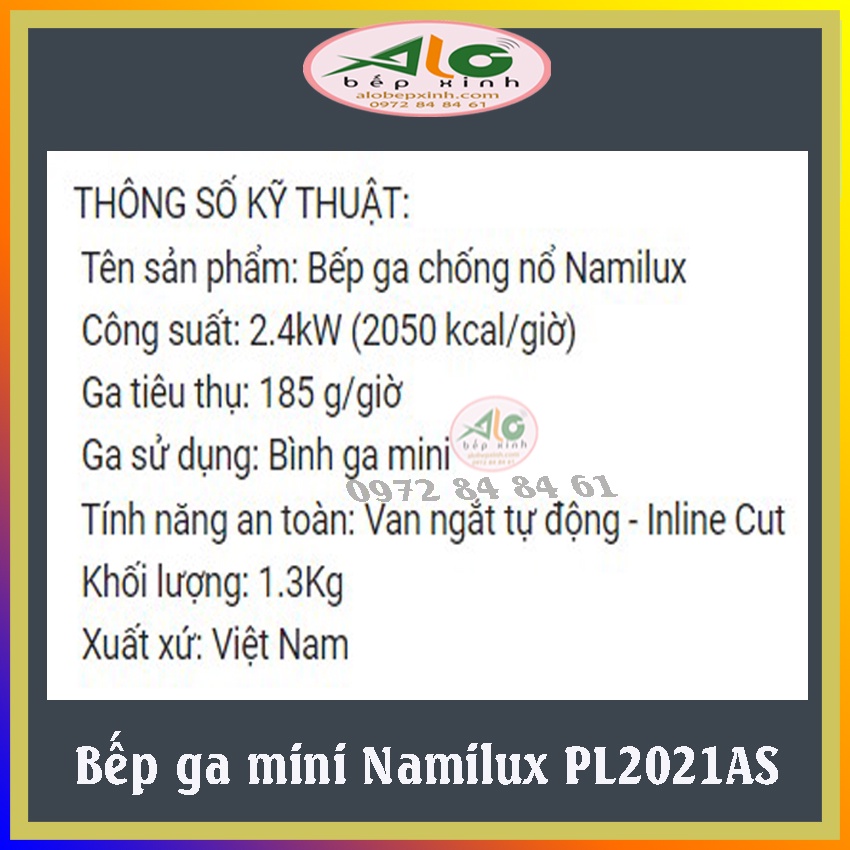 Bếp ga mini Namilux PL2021AS - bếp gas mini chống cháy nổ PL-2021AS - Vỏ inox - BH 6 tháng -  Alo Bếp Xinh