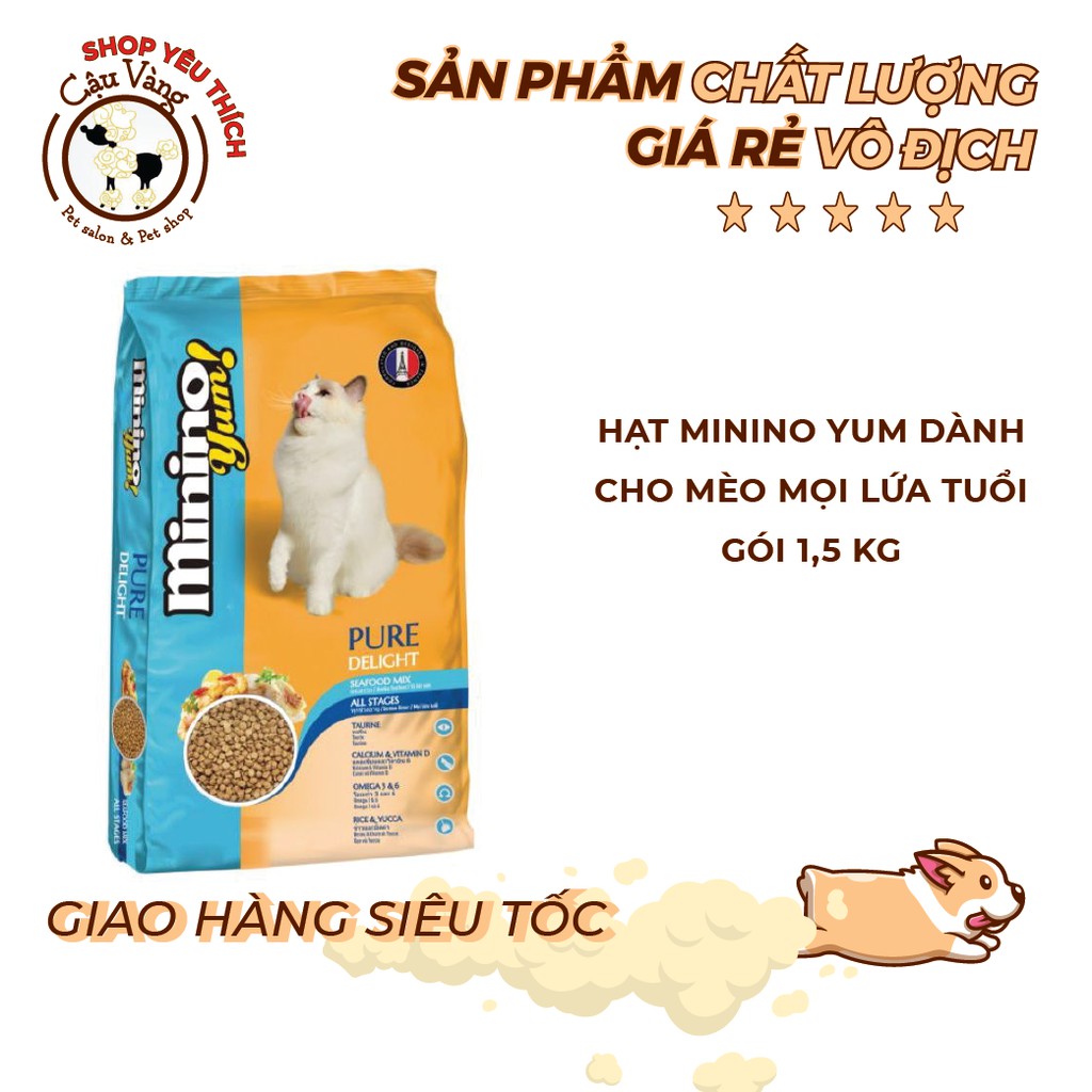 Thức Ăn Hạt Cho Mèo Minino Yum 1.5kg Vị Hải Sản