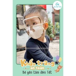 Khẩu Trang Kính Chống Giọt Bắn  Vải Xô Muslin Cho Trẻ Em (Có Size Bé Từ 3 Tháng Đến 10 Tuổi)