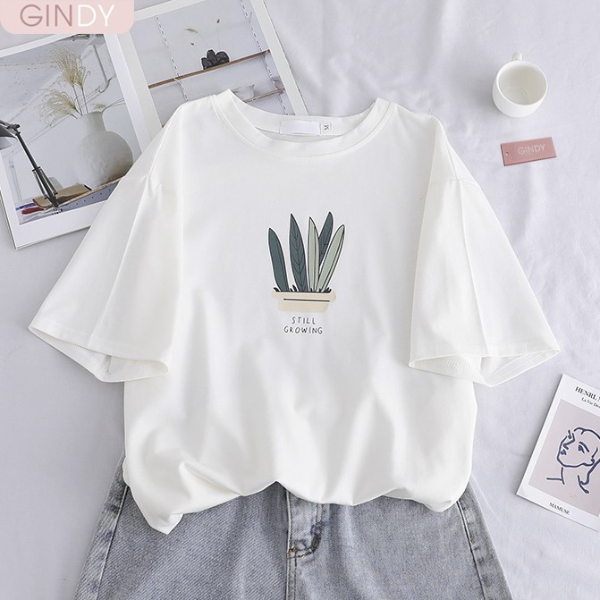 Áo thun phông nữ GINDY lỡ cổ tròn dáng suông phong cách năng động A20021 | BigBuy360 - bigbuy360.vn