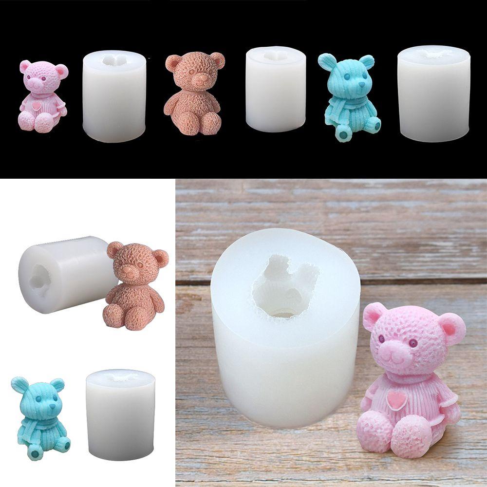 Khuôn Silicone Làm Nến Hình Gấu Teddy Hoạt Hình DIY