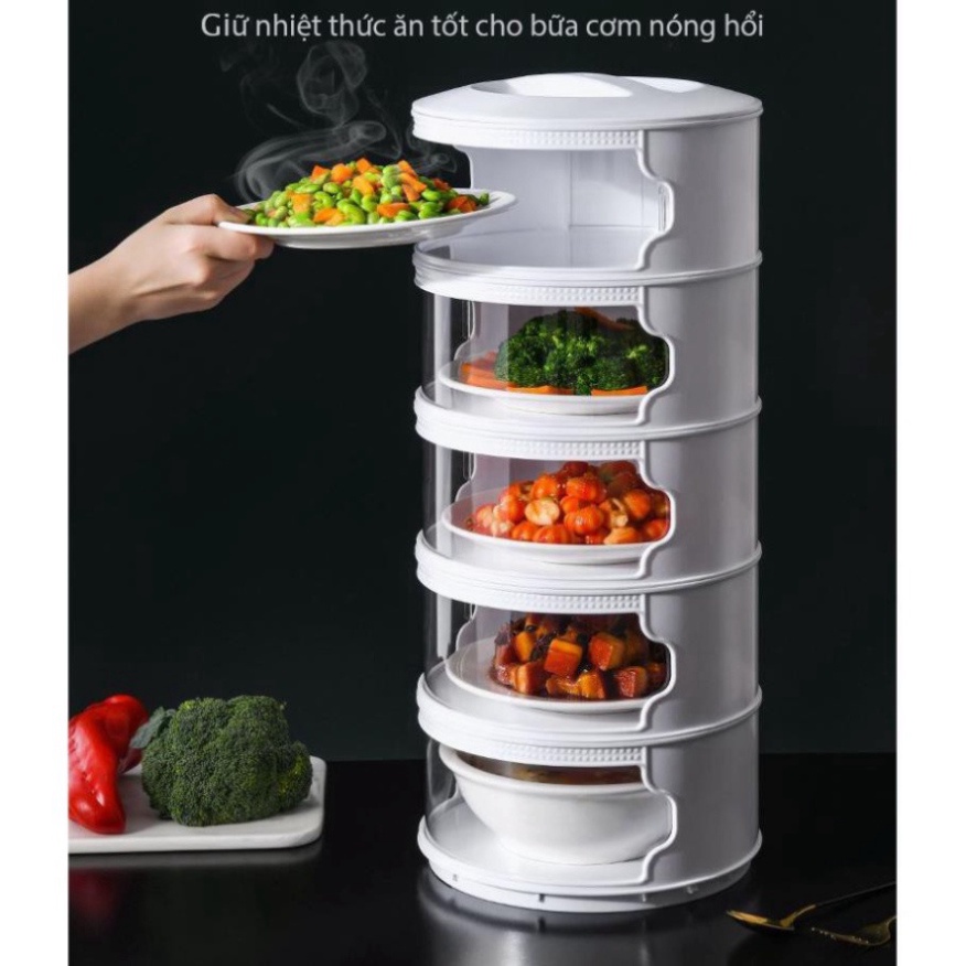 LỒNG bàn tâng giữ Nhiệt Hộp Đựng Thực Phẩm - Lưu Trữ Hộ Gia Đình Chống Bụi 5 Tầng Trong Suốt