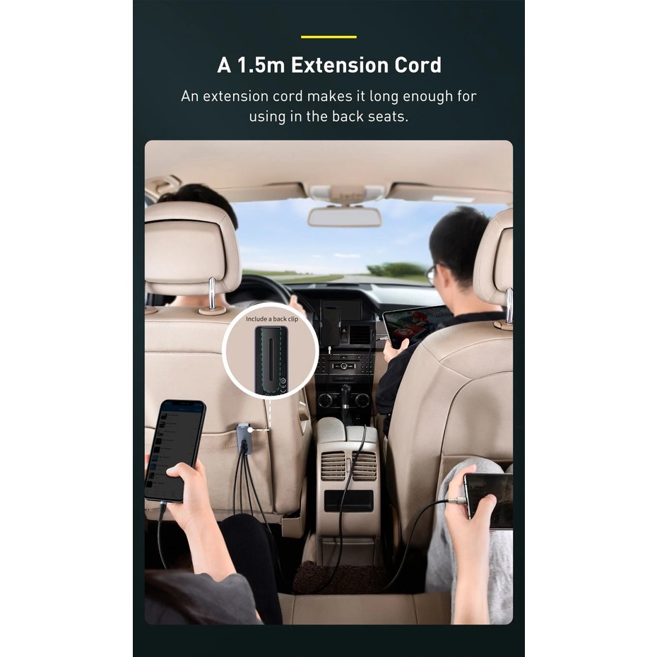 Tẩu Sạc Nhanh 120w tích hợp 4 Cổng Mở Rộng Baseus Share Together Extention Car Charger 120W (4 Port * 30W, QC/ PD/PPS) | BigBuy360 - bigbuy360.vn