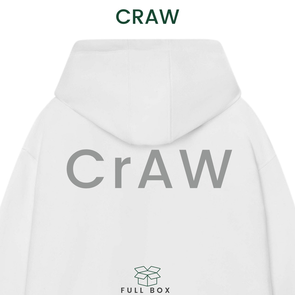 Áo Hoodie CRAW vải nỉ thu đông co dãn dày dặn mềm mịn form rộng phong cách Unisex - 0201