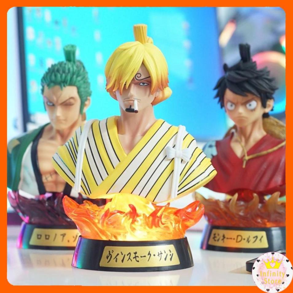 MÔ HÌNH BÁN THÂN LUFFY, ZORO, SANJI LED RGB 16CM INFINY DECOR