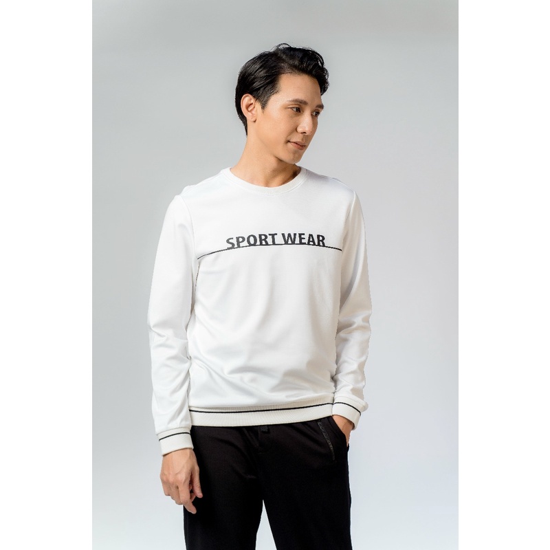Áo thun nam dài tay OWEN HD23281 T-shirt thu đông Màu Trắng In Chữ Ngang Ngực Vải Sợi Viscose dáng Regular Fit cổ tròn