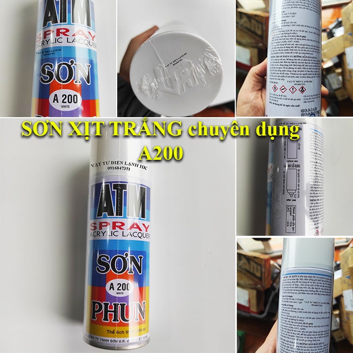 Sơn Xịt ATM chuyên dụng Spray Màu Trắng A200 White