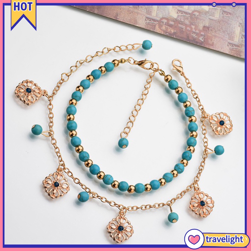 Lắc Chân Đính Hạt Pha Lê Giả Phong Cách Bohemian Thời Trang Đi Biển