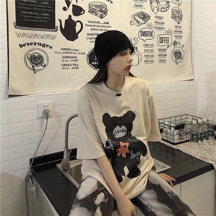 Áo Thun 3158 Gấu Cam Nhỏ PEONYB Unisex [FREESHIP]  Phông form rộng tay lỡ oversize vintage hàn quốc cá tính Ulzzang