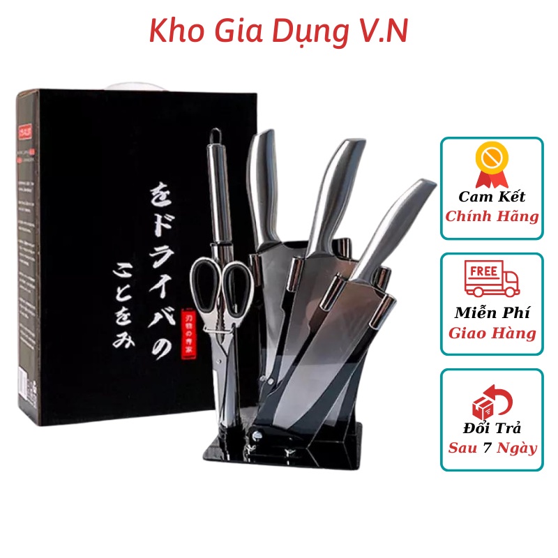 Bộ Dao Nhật Inox 6 Món Đúc Nguyên Khối Cao Cấp - Bộ dao Nhật 6 món cao cấp đa năng inox chống gỉ siêu sắc bén siêu bền