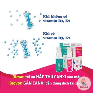 Combo Tăng chiều cao cho trẻ Dimao Vitamin D3 + Keovon Vitamin K2,Date 12/2024